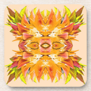 ORANJE PLANT - Digitale fractale kunst - Bier Onderzetter