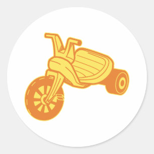Oranje Plastic Driewieler Grafisch Ronde Sticker