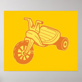 Oranje plastic driewielig grafisch poster