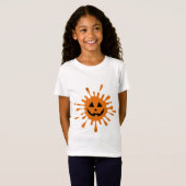 oranje plek met pompoengezicht t-shirt (Voorkant volledig)