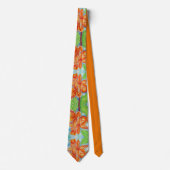 Oranje Plumeria Stropdas (Voorkant)