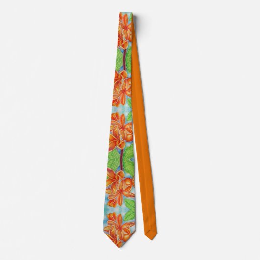 Oranje Plumeria Stropdas (Voorkant)