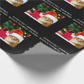 Oranje poes in kerstmuts inpakpapier (Hoek)