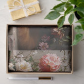 Oranje poes met Antiek bloemetjes schilderij Decou Tissuepapier (Geschenk)