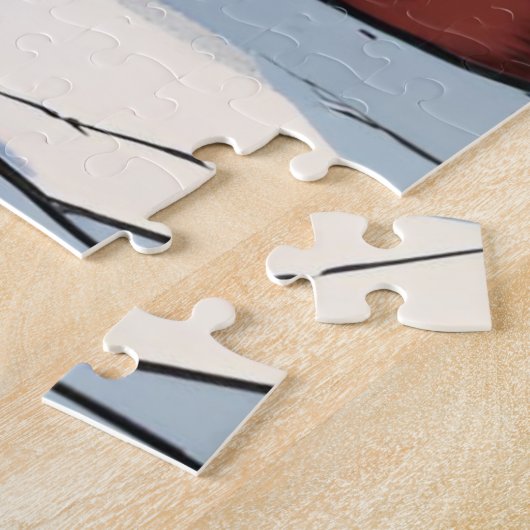 Oranje poes met kerst pet schattig dierenhuisje legpuzzel (Zijkant)