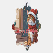 Oranje poes met kerst pet schattig huisdier ornament kaart (Rechts)