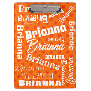 Oranje poka gedateerd, persoonlijke naam, Word Art Klembord