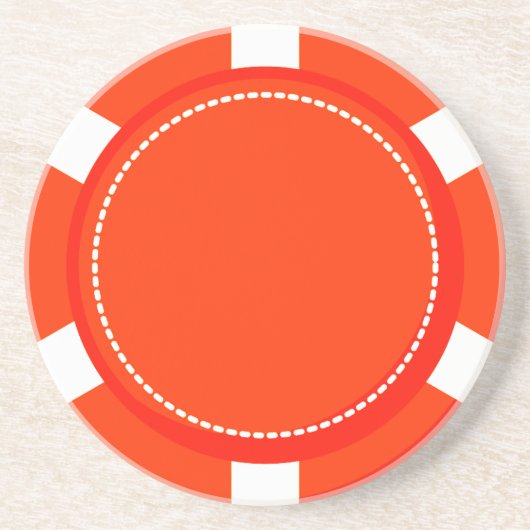 Oranje Poker Chip Sandstone Onderzetter (Voorkant)