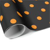 Oranje pokstip op zwarte grote ruimte cadeaupapier (Rol Hoek)