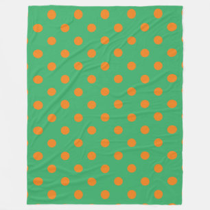 Oranje polaire dots op groen fleece deken