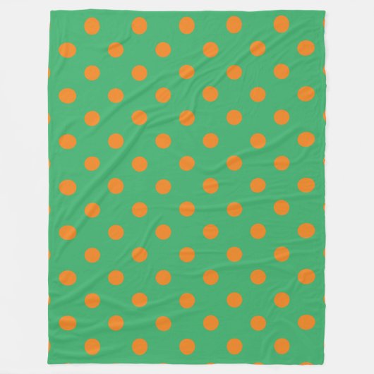 Oranje polaire dots op groen fleece deken (Voorkant)