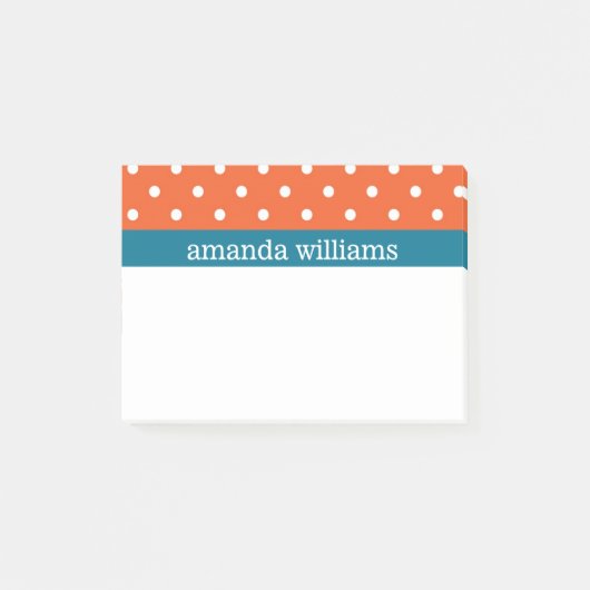 Oranje polawdots met blauwe streep post-it® notes (Voorkant)