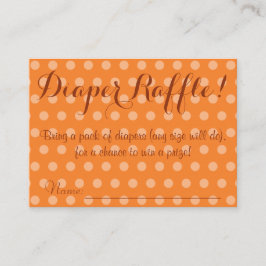Oranje Polka Dot Baby shower Luier Raffle Tickets Informatiekaartje