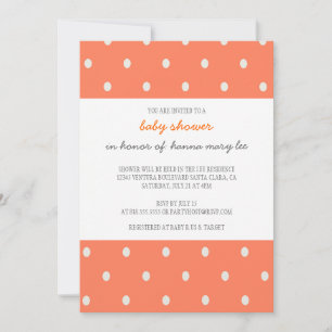 Oranje Polka Dot Baby shower Uitnodiging