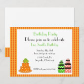 Oranje Polka Dot Birthday Cake Party Kaart (Voorkant / Achterkant)