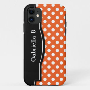 Oranje Polka Dot Black Lijst iPhone 5 hoesje