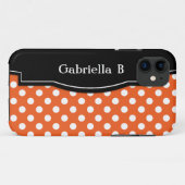 Oranje Polka Dot Black Lijst iPhone 5 hoesje (Achterkant (horizontaal))