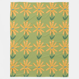 Oranje polka dot bloemen fleece deken