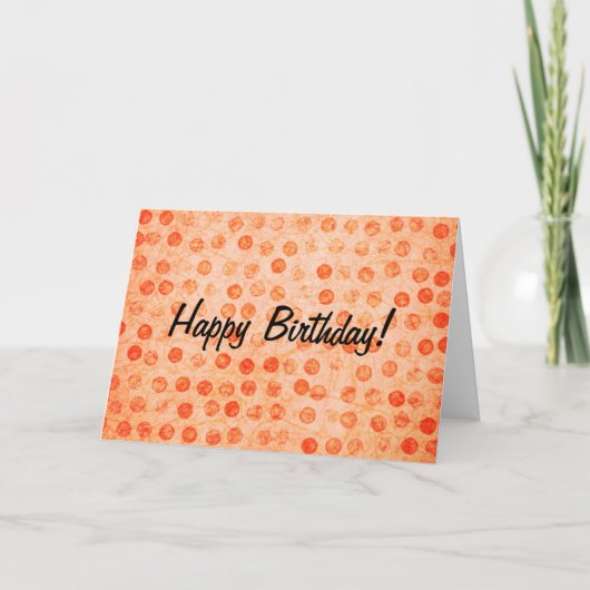 Oranje polka dot, Happy Birthday! Kaart (Voorkant)