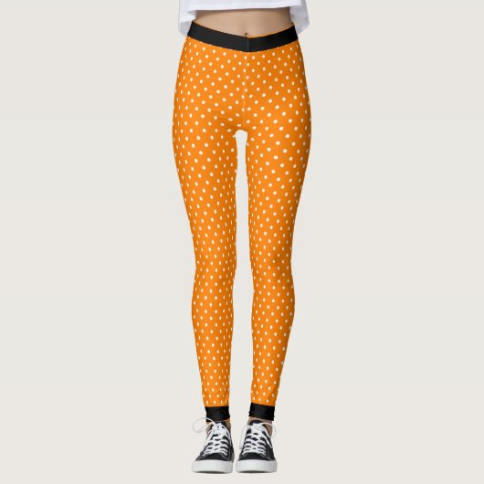 ORANJE POLKA DOT LEGGINGS MET ZWART (Voorkant)