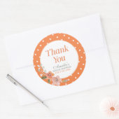 Oranje Polka Dot met Delicate Floral Hartelijk dan Ronde Sticker (Envelop)