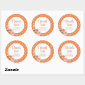 Oranje Polka Dot met Delicate Floral Hartelijk dan Ronde Sticker (Vel)