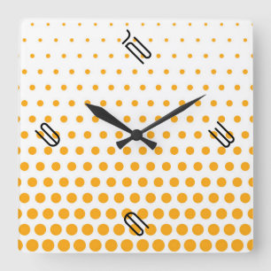 Oranje Polka Dot Modern Wit Vierkante Klok
