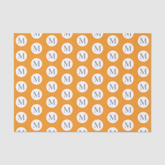 Oranje polka dot monogram tissuepapier (Voorkant)