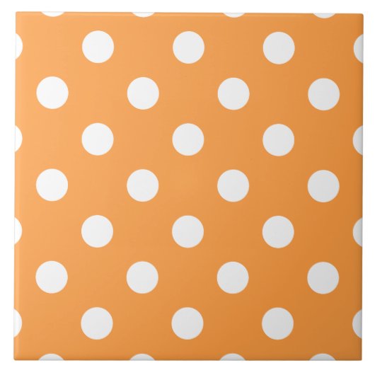 Oranje Polka Dot Pattern Tegeltje (Voorkant)
