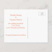 Oranje Polka Dot Retro Save the Date Briefkaart (Achterkant)