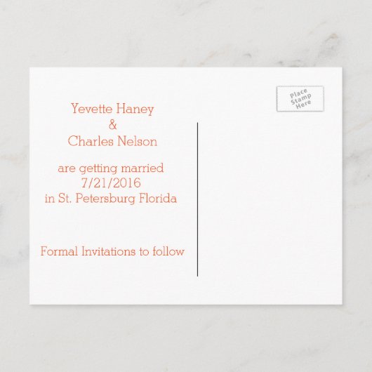 Oranje Polka Dot Retro Save the Date Briefkaart (Achterkant)