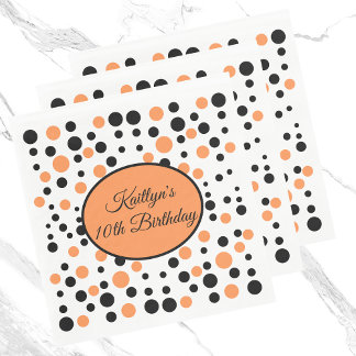 Oranje polka dot verjaardag servet