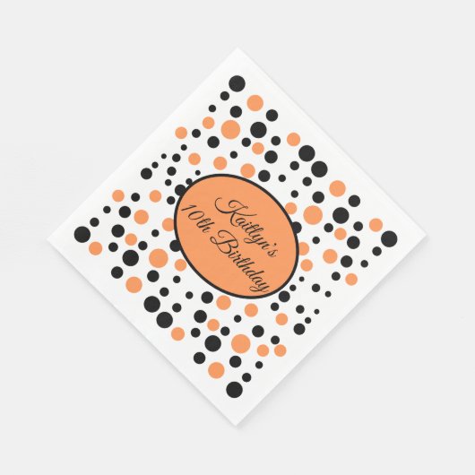 Oranje polka dot verjaardag servet (Hoek)