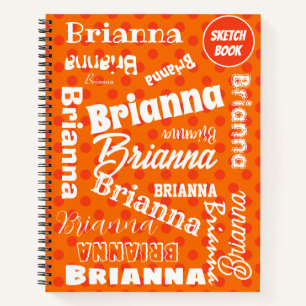 Oranje Polka Dots Gepersonaliseerde Woordkunst Notitieboek