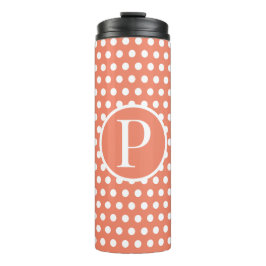 Oranje Polka Dots initiaal letter Thermische Tumbl Thermosbeker