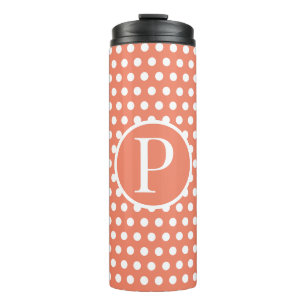 Oranje Polka Dots initiaal letter Thermische Tumbl Thermosbeker