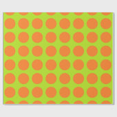 Oranje Polka Dots Lime Green Cadeaupapier (Vlak)
