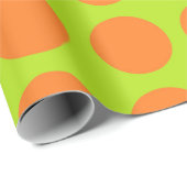 Oranje Polka Dots Lime Green Cadeaupapier (Rol Hoek)