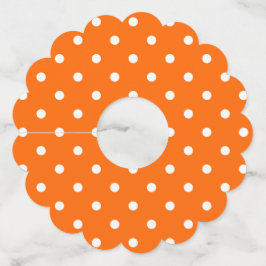 Oranje Polka Dots Papier Wijnglas Labels