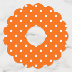 Oranje Polka Dots Papier Wijnglas Labels