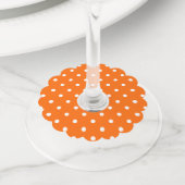Oranje Polka Dots Papier Wijnglas Labels (Dichtbij)