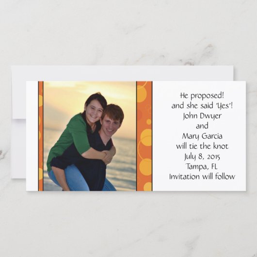 Oranje Polka Dots Sla de datum op Save The Date (Voorkant)