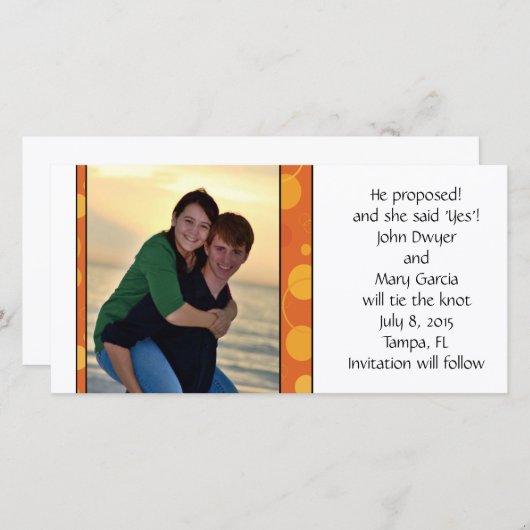 Oranje Polka Dots Sla de datum op Save The Date (Voorkant / Achterkant)