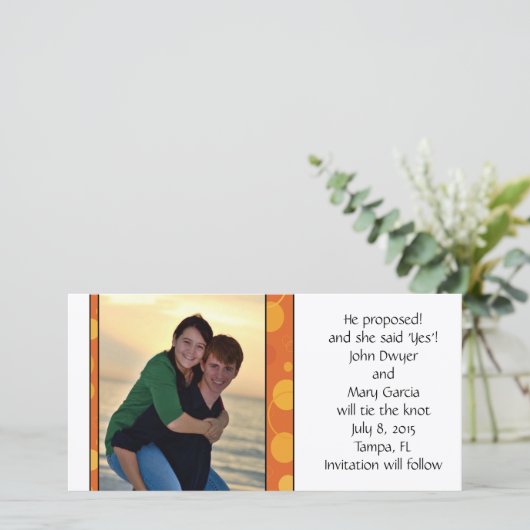 Oranje Polka Dots Sla de datum op Save The Date (Staand voorkant)