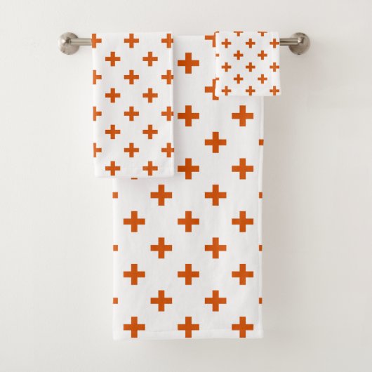 Oranje polka kruist wit bad handdoek (Insitu)
