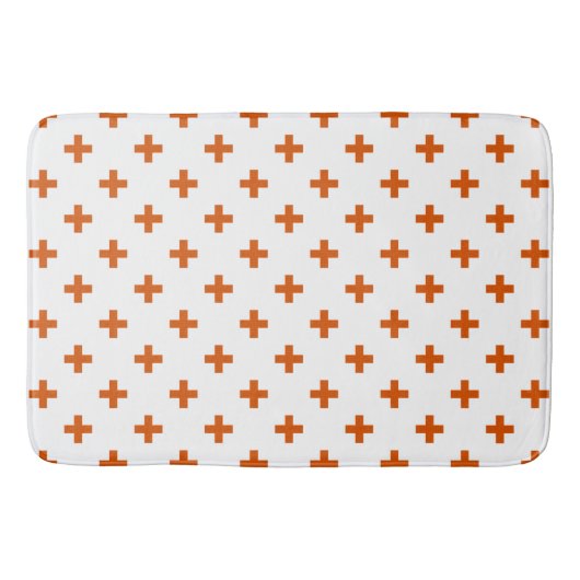 Oranje polka kruist wit badmat (Voorkant)