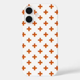 Oranje polka kruist wit iPhone 16 hoesje