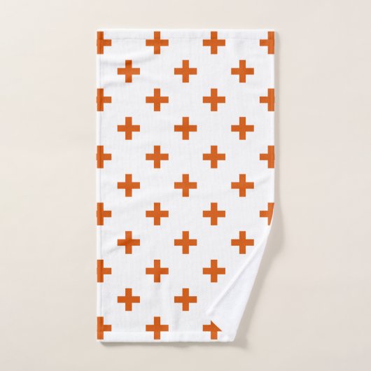 Oranje polka kruist wit handdoek (Handdoek)
