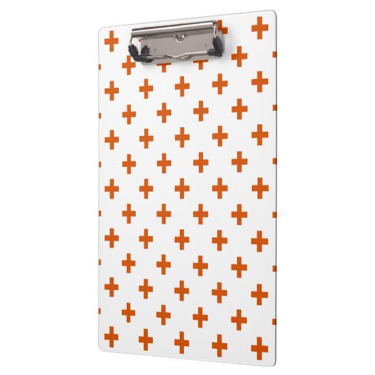 Oranje polka kruist wit klembord (Links)