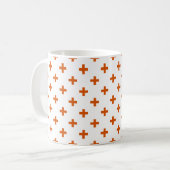 Oranje polka kruist wit koffiemok (Voorkant links)